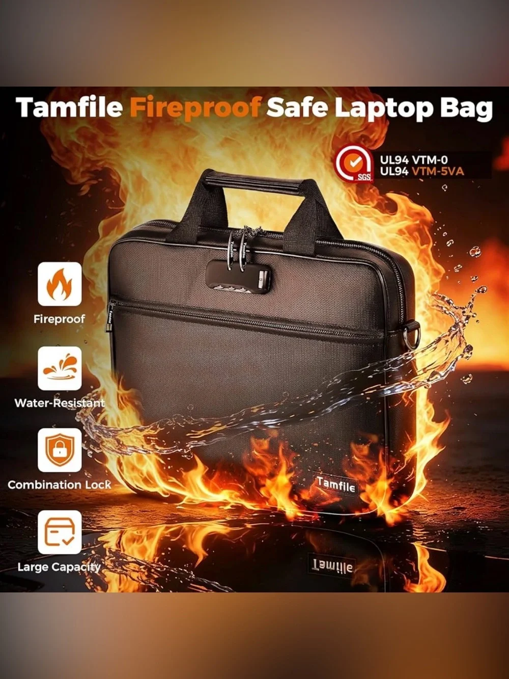 Laptop Bag, 14 inch Fireproof Safe Messenger Bag for Laptop or Tablet